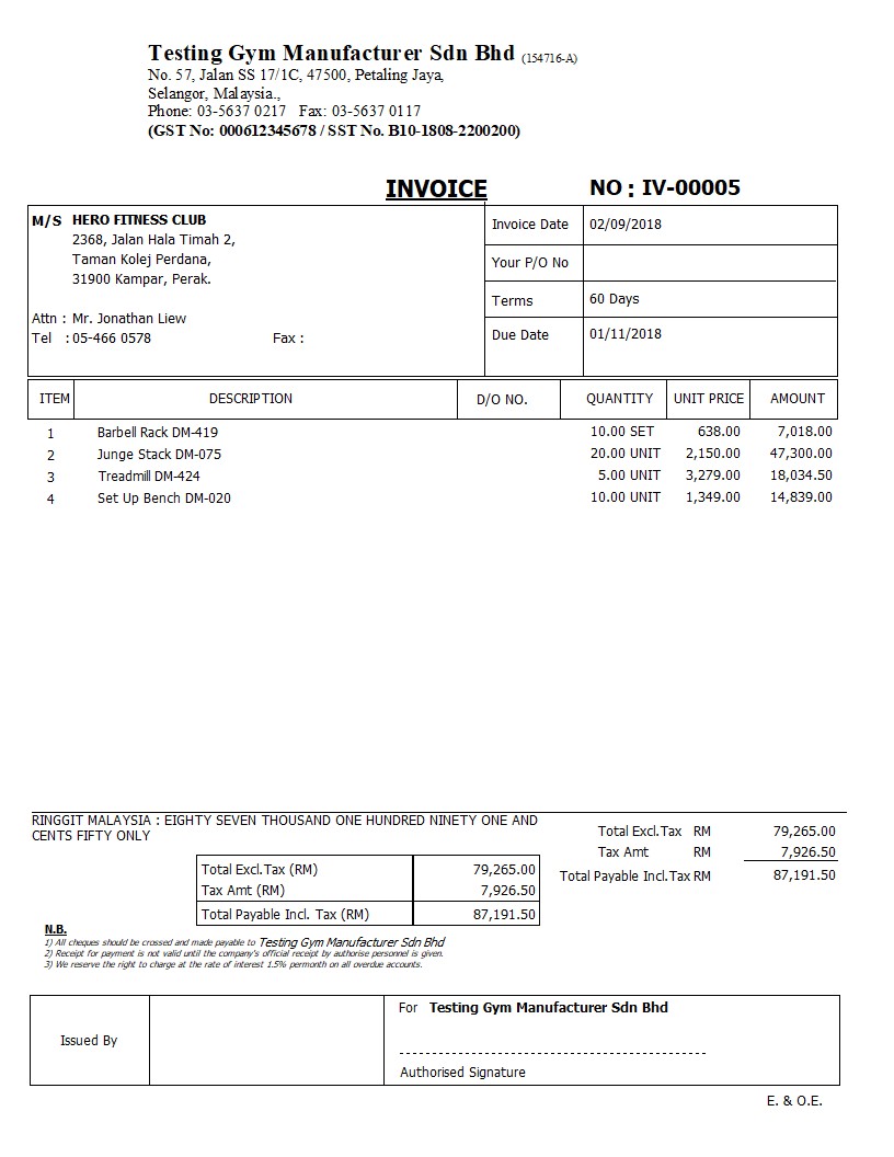 04 Sales Invoice SST | E Stream MSC